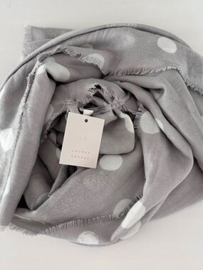 LC LAUREN CONRAD Gray Dandelion Dot Long Scarf NWT